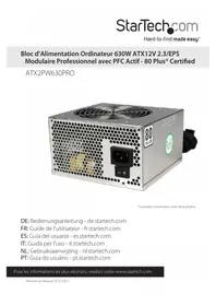 Notice StarTech.com PROFESSIONAL ATX2PW630PRO Alimentation (PC)