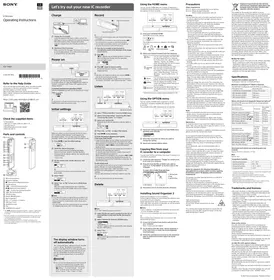 Notice SONY ICDTX660 Dictaphone