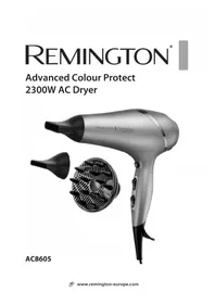 Notice REMINGTON ADVANCED COLOUR PROTECT AC8605 Saç kurutma makinesi