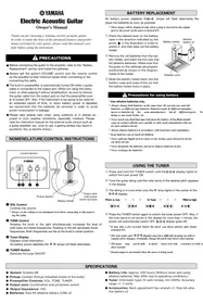 Notice YAMAHA APXT2 Guitare électrique