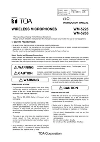 Notice TOA WS5225 Microphone