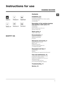 Notice HOTPOINT ECOT7F 129 (EU) Lavadora