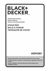 Notice BLACK & DECKER HSM13E1 Nettoyeur vapeur