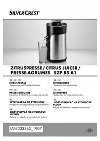 Notice SILVERCREST SZP 85 A1 Odšťavňovač