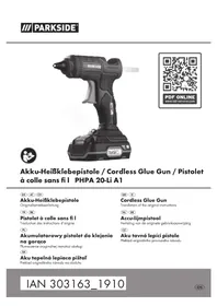 Notice PARKSIDE PHPA 20LI A1 Pistolet à colle chaude