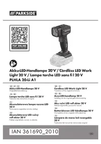 Notice PARKSIDE PLHLA 20LI A1 Iluminación LED