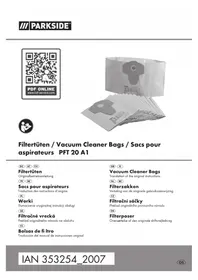 Notice PARKSIDE PFT 20 A1 Aspirateur