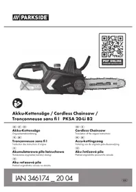 Notice PARKSIDE PKSA 20LI B2 Elektrische zaag