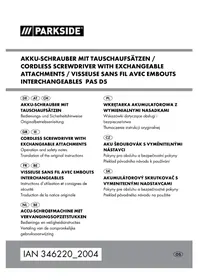 Notice PARKSIDE PAS D5 Boor