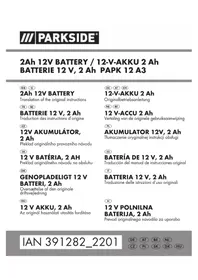 Notice PARKSIDE PAPK 12 A3 Batterie