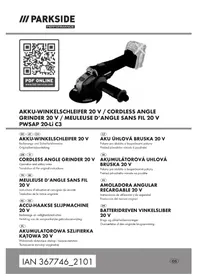 Notice PARKSIDE PWSAP 20LI C3 Meuleuse électrique