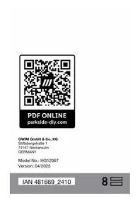 Notice PARKSIDE PAK 20LI B2 Batterie