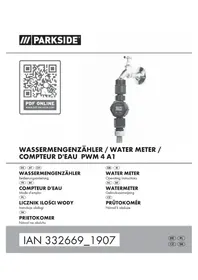 Notice PARKSIDE PWM 4 A1 Compteur d'eau