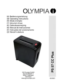 Notice OLYMPIA PS 57 CC PLUS Shredder