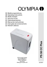 Notice OLYMPIA PS 58 CC PLUS Shredder