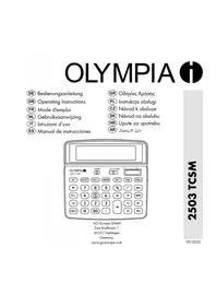 Notice OLYMPIA 2503 Calculator