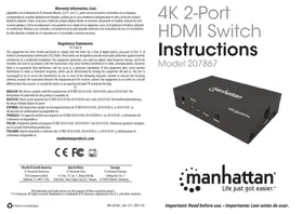 Notice MANHATTAN 207867 Commutateur HDMI