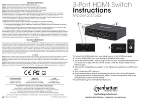 Notice MANHATTAN 207522 Commutateur HDMI