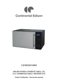 Notice CONTINENTAL EDISON CEMO23CGBM Microwaves
