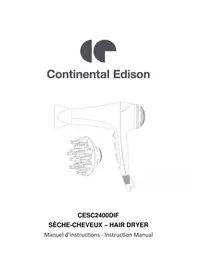 Notice CONTINENTAL EDISON CESC2400DIF Hair dryer