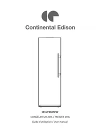 Notice CONTINENTAL EDISON CECUF260NFW Congélateur