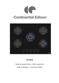 Notice CONTINENTAL EDISON CECTG5VB9 Cuisinière