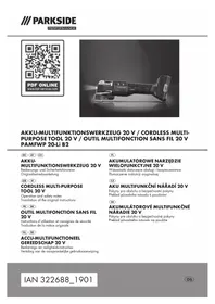 Notice PARKSIDE PAMFWP 20LI B2 Boor