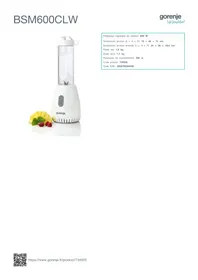 Notice GORENJE BSM600CLW Mixeur plongeant