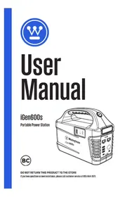 Notice WESTINGHOUSE IGEN600S Portable generator