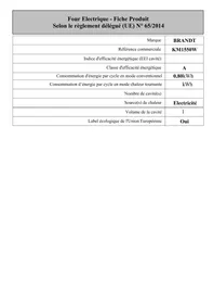 Notice BRANDT KM1550W Appareil de cuisson