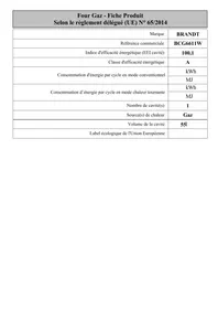 Notice BRANDT BCG6611W Appareil de cuisson