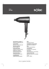 Notice SOLAC FAST IONIC DRY 2200 SH7089 Sèche cheveux