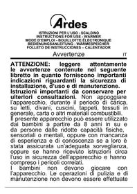 Notice ARDES AR071 Electric water heater