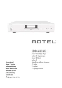 Notice ROTEL CD14MKII Lecteur/enregistreur de cd