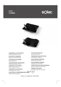 Notice SOLAC CT8665 Couverture/coussin chauffant