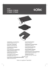 Notice SOLAC CT8639 Coussin électrique
