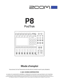 Notice ZOOM PODTRAK P8 Enregistreur de voix