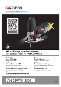 Notice PARKSIDE PSBSAP 20LI B2 Scie électrique