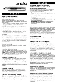 Notice Andis FASTTRIM NT2 Tondeuse à barbe