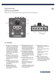 Notice TC ELECTRONIC DITTO X2 LOOPER Pédale d'effets pour guitare
