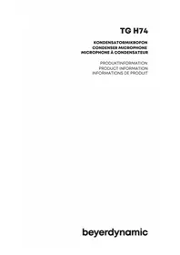 Notice BEYERDYNAMIC TG H74 Microphone