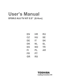 Notice TOSHIBA STOR.E ALU TV KIT Fjernsyn