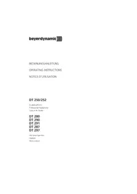 Notice BEYERDYNAMIC DT 287 PV MK II Casque