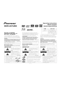 Notice PIONEER BDR2207 Lecteur dvd