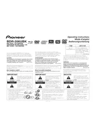Notice PIONEER BDR2206 Lecteur dvd