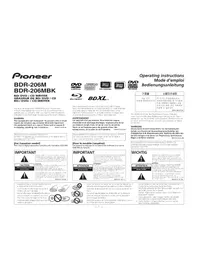 Notice PIONEER BDR206MBK Graveur DVD