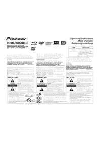 Notice PIONEER BDR206DBK Lecteur optique