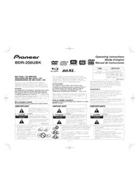 Notice PIONEER BDR2208 Lecteur blu-ray
