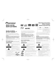 Notice PIONEER BDR207MBK Graveur DVD