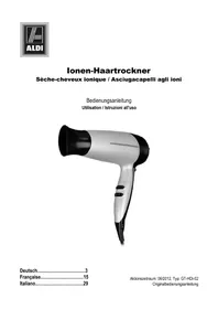 Notice GlobalTronics GTHDI02 Sèche cheveux